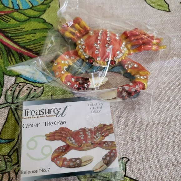 Crab Trinket Box Rhinestone Encrusted Enamel - Picture 5 of 12